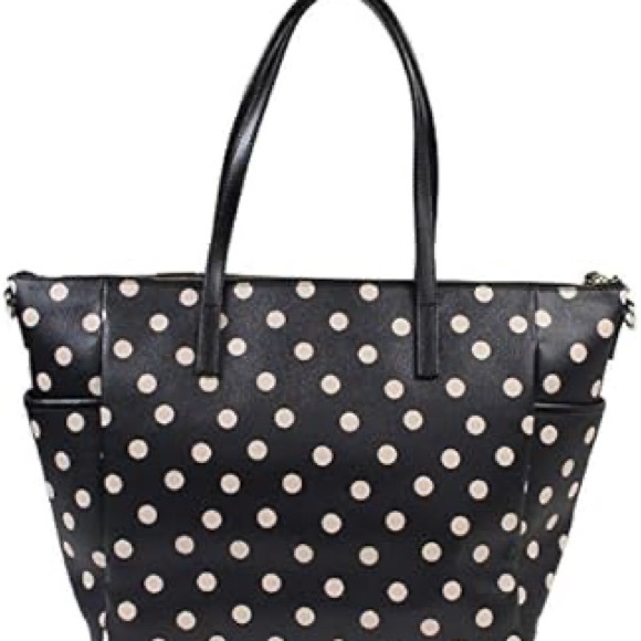 EUC Kate Spade Wellesley Printed Adaira Baby Bag (Black/Decobeige) with Strap - Picture 4 of 14